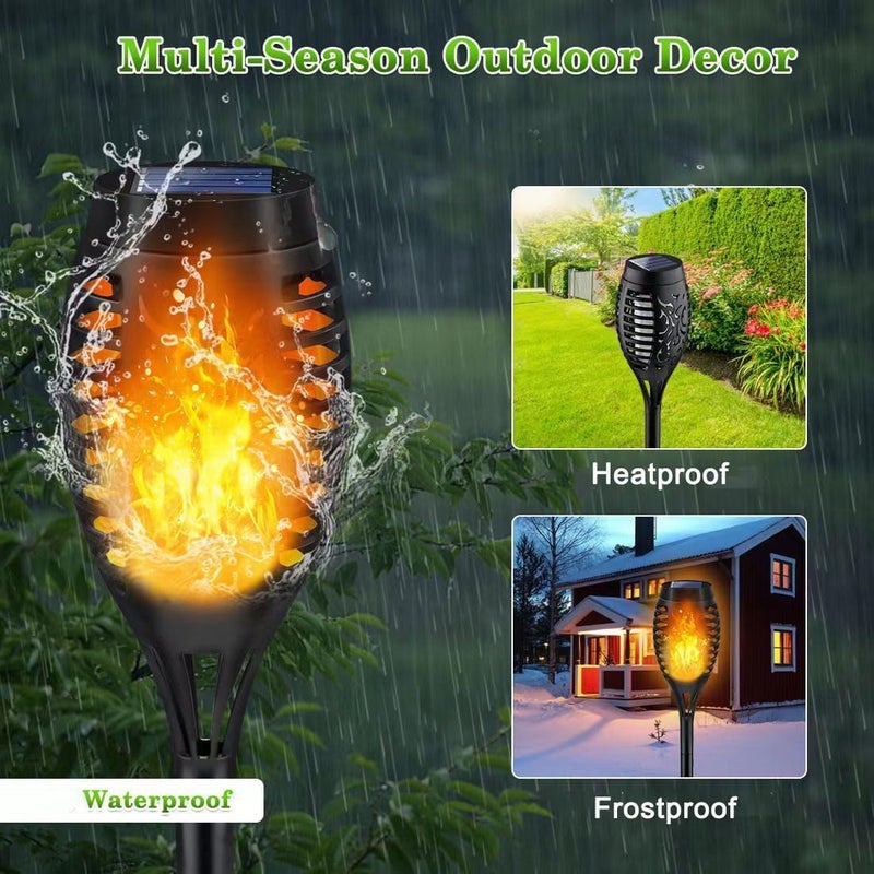LNRYY Store Outdoor Solar Lights, 6Pack Solar Torch Light with Flickering Flame, Christmas Lights Waterproof for Christmas Decor, Tiki Torches for Outside, Luces Solares para Exteriores Pathway Yard Garden Decor - Image 4
